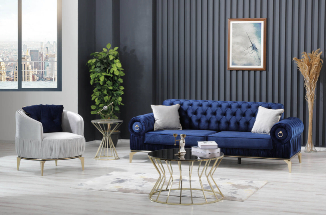 Rozi Sofa Set (Blue)