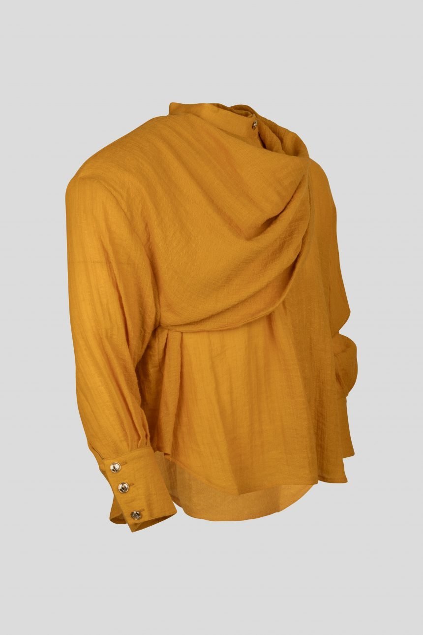Mustard shawl collar shirt